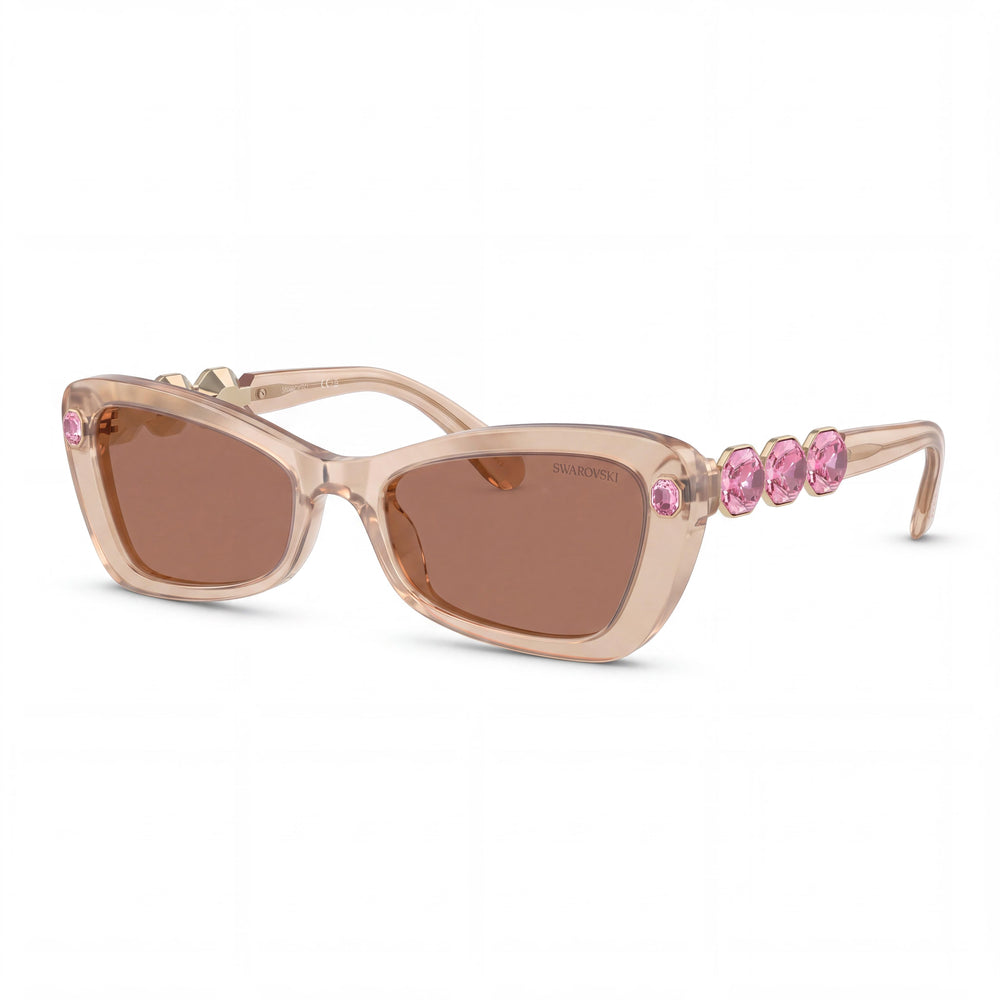Swarovski 0SK6033 Beige Butterfly Sunglasses for Women, Brown lens