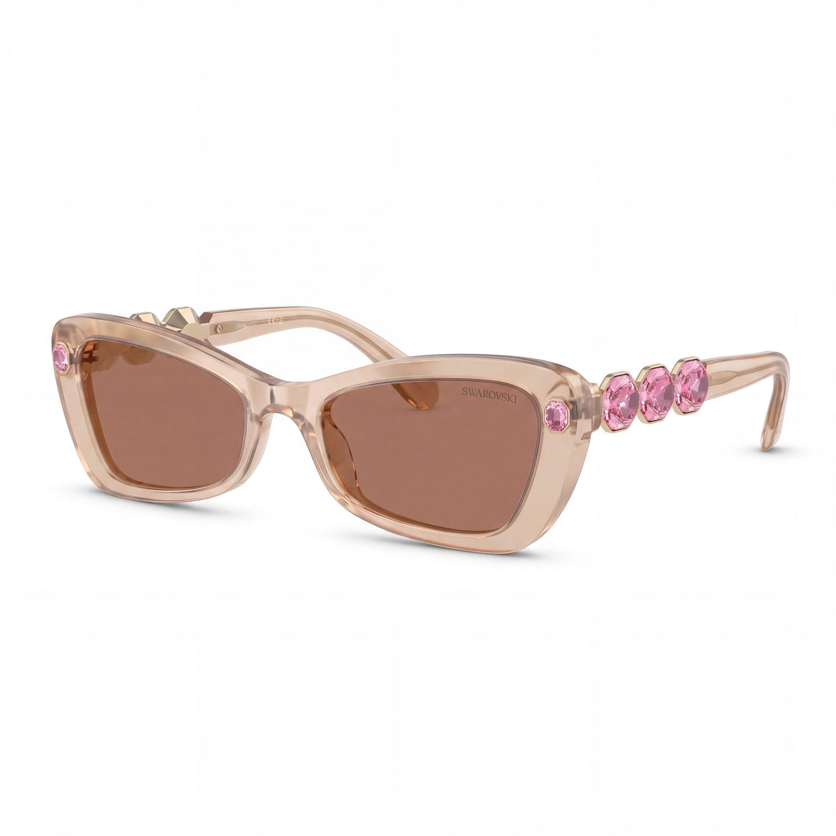Gafas de sol Swarovski 0SK6033 para mujer, de plástico con forma de mariposa, no polarizadas, lentes marrones, marrón beige lechoso, con protección UV, 54 mm, Photo 1