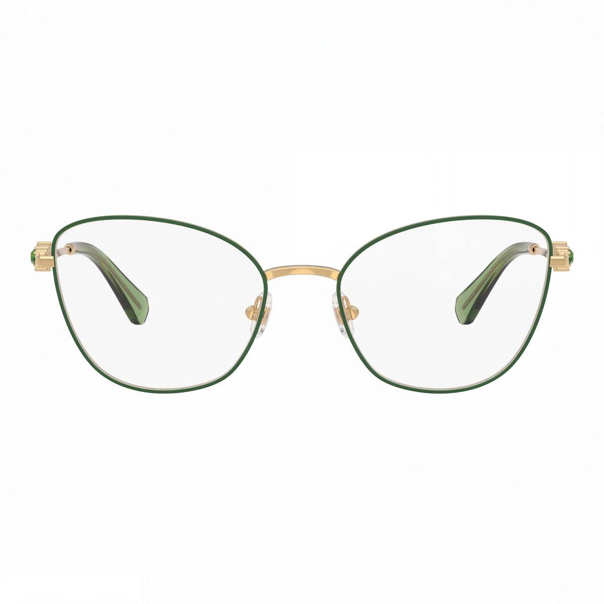 Monturas de gafas graduadas Swarovski Sk1034 para mujer, diseño ojo de gato, metal verde y dorado, 54-19-140, Photo 2