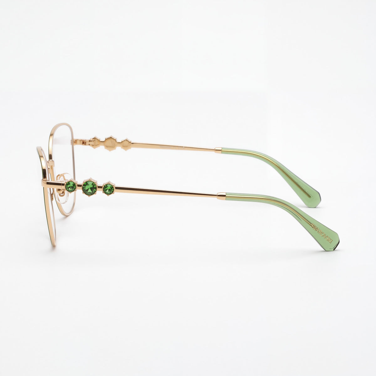 Monturas de gafas graduadas Swarovski Sk1034 para mujer, diseño ojo de gato, metal verde y dorado, 54-19-140, Photo 3