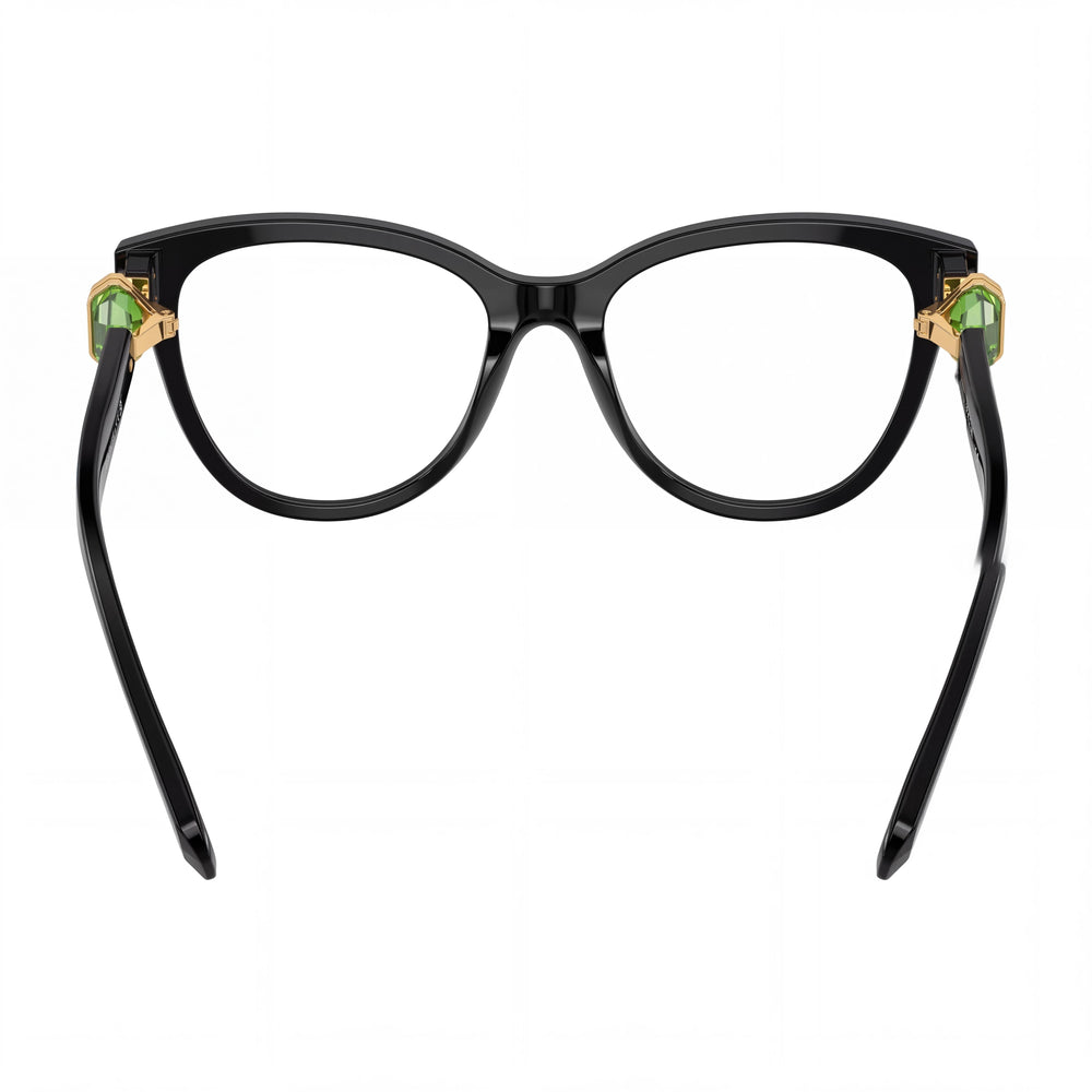 Swarovski SK2004 Square Eyeglasses Women — side view, Black Acetate temples