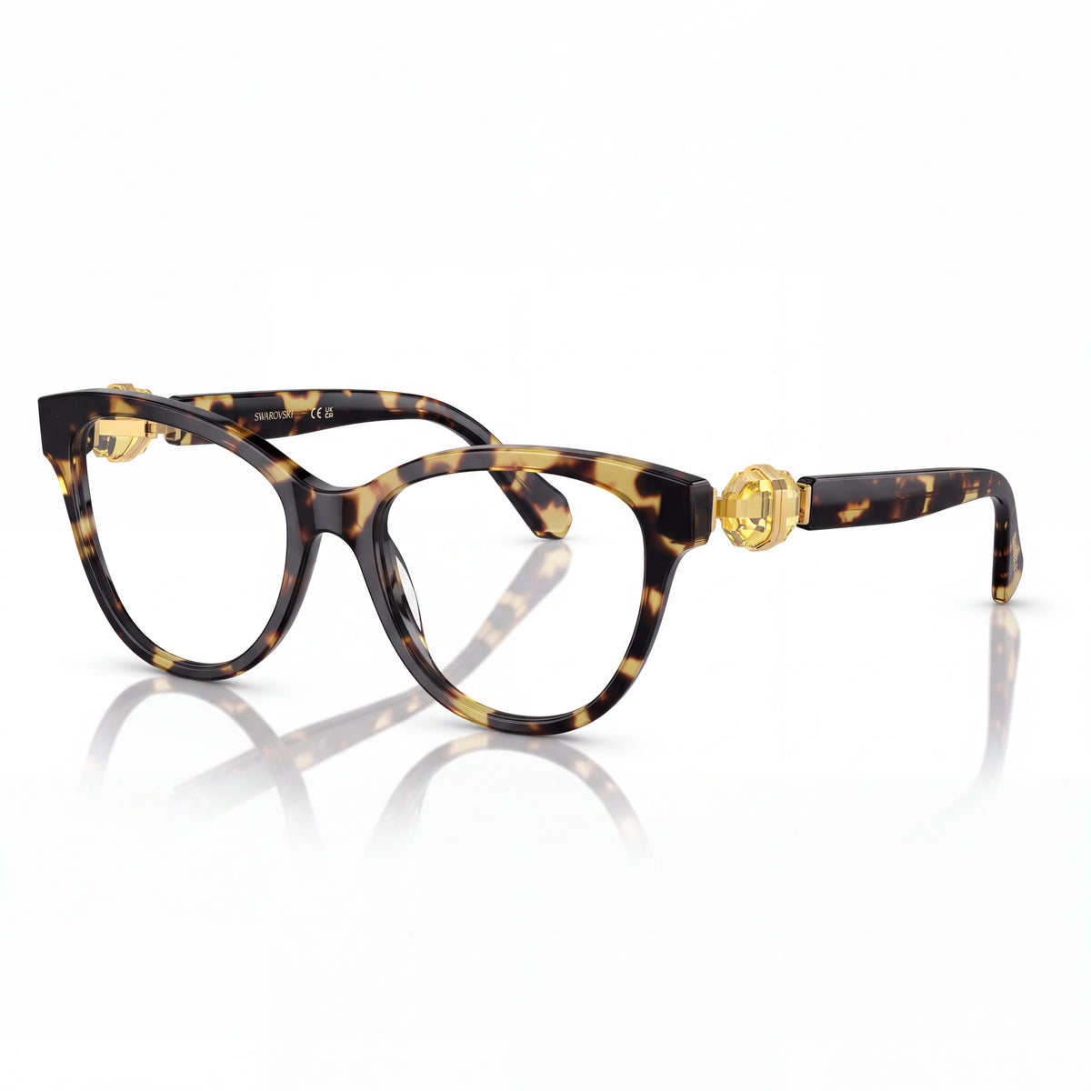 Montura óptica Swarovski SK2004 para mujer, cuadrada, de acetato, color Dark Havana, lente de 52 mm, puente de 18 mm, varilla de 135 mm, Photo 1