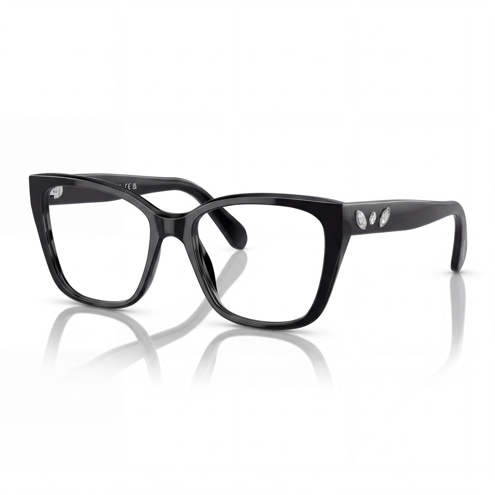 Swarovski SK2008 Black Square Eyeglasses for Women, Plastic frame