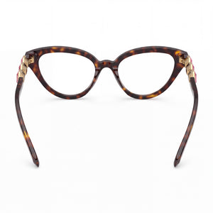 Swarovski SK2028 Cat Eye Eyeglasses Women — side view, Havana Plastic temples