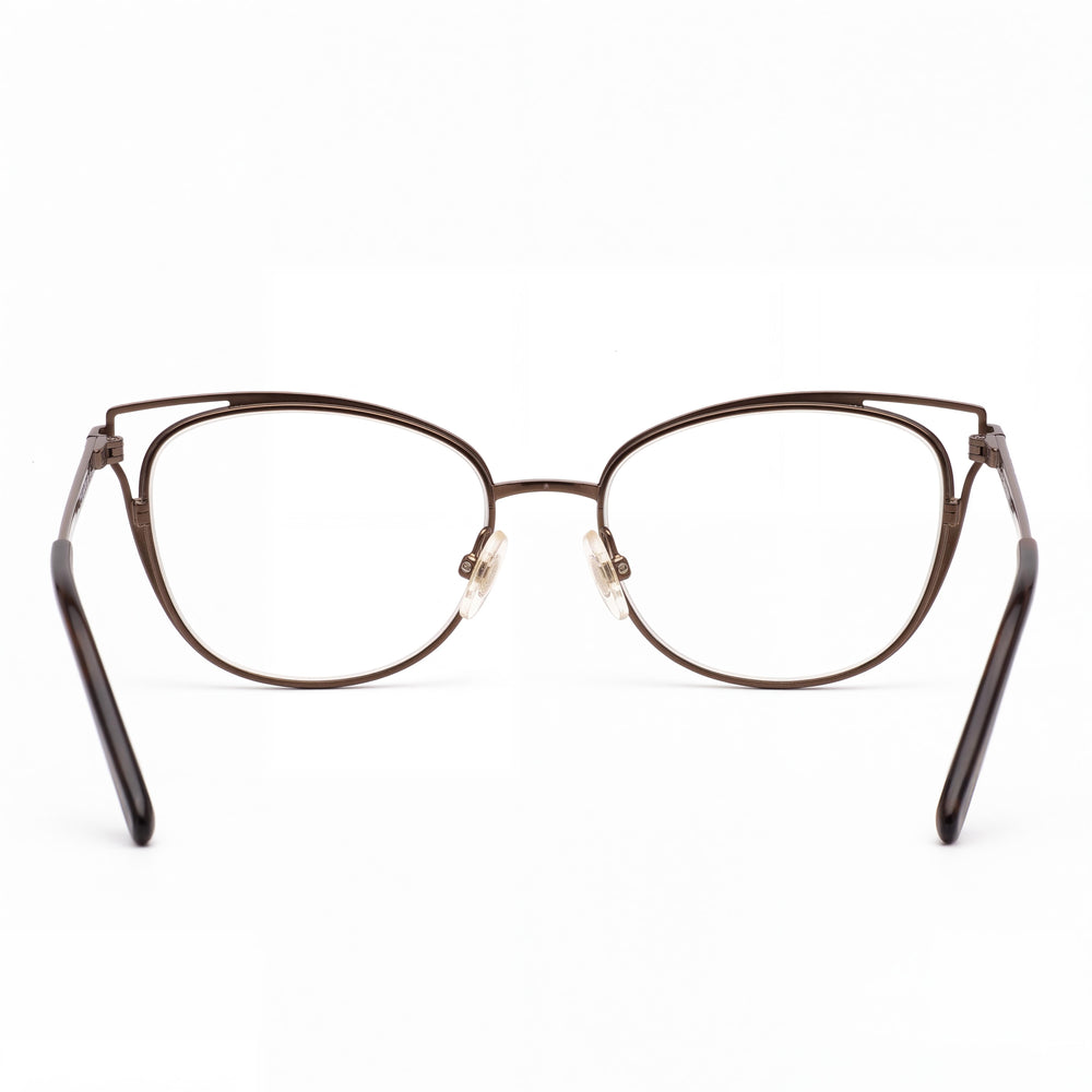 Swarovski SK5260 049 Cat Eye Eyeglasses Women — side view, Brown Metal temples