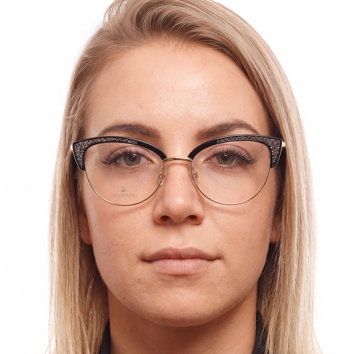 Swarovski Sk5363 Black Gold Cat Eye Eyeglasses for Women, 53mm, Photo 3
