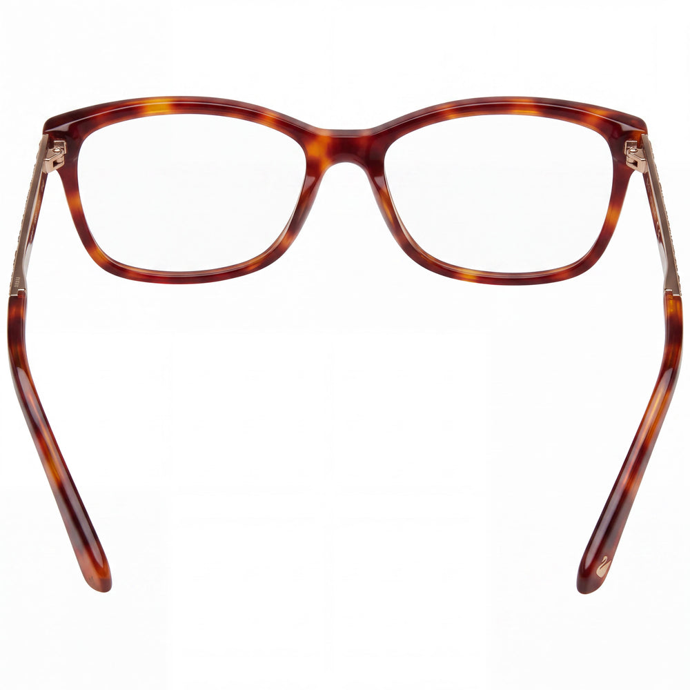 Swarovski SK5412 Rectangle Eyeglasses Women — side view, Havana Plastic temples
