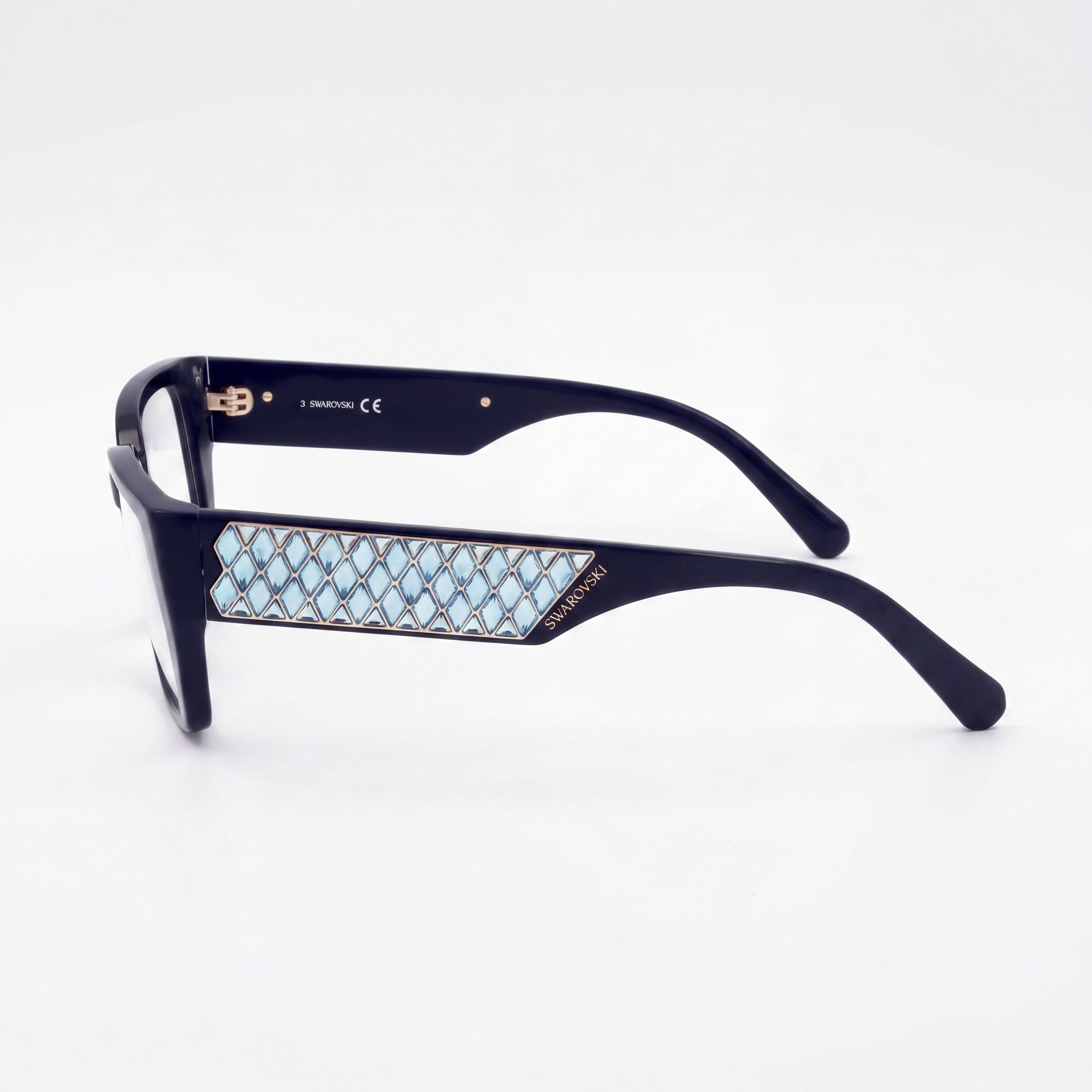 Gafas de sol rectangulares azules Swarovski SK5446 para mujer, de plástico de 54 mm, Photo 3