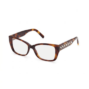 Swarovski SK5452 Havana Rectangle Eyeglasses for Women, Plastic frame