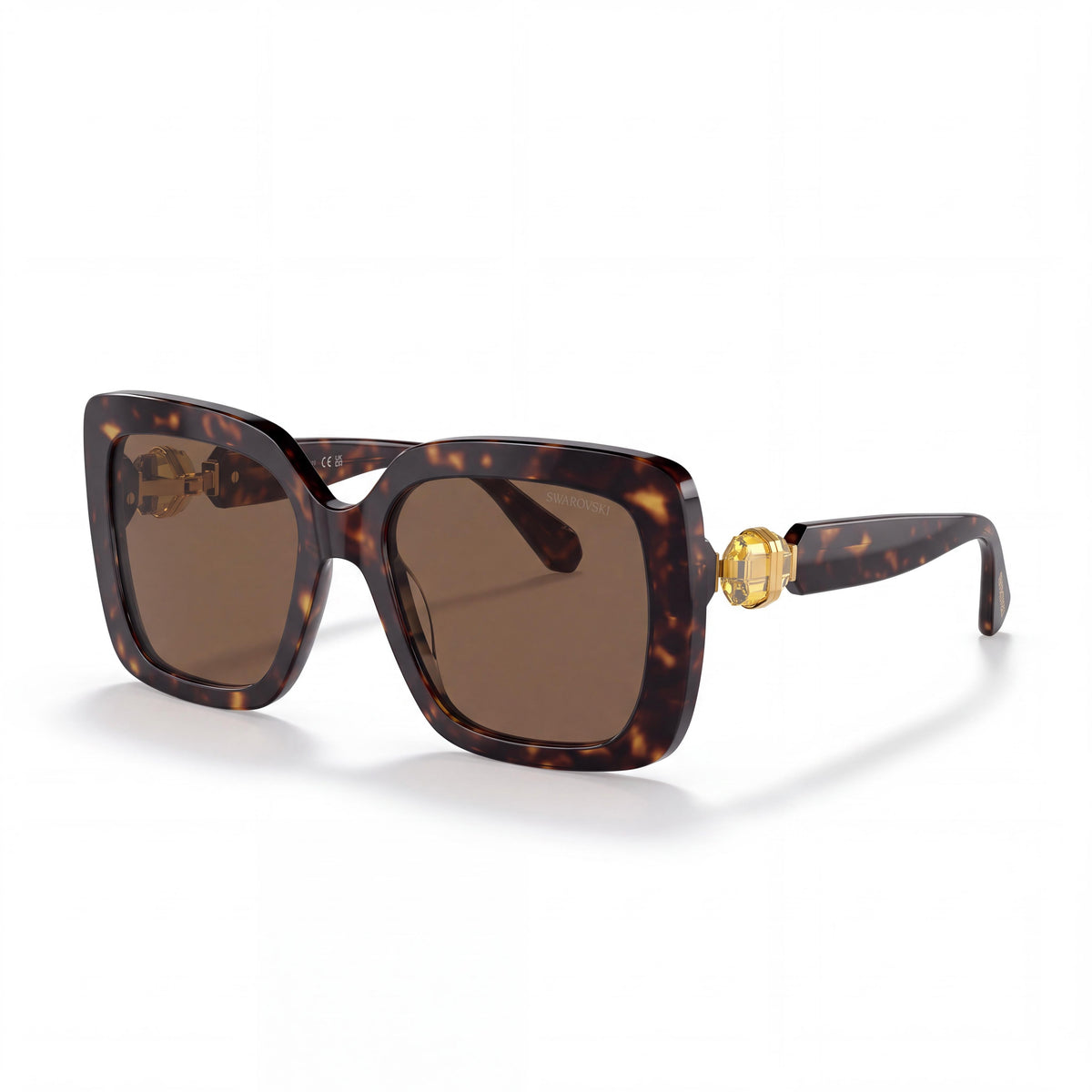 Swarovski SK6001 Havana/Dark Brown Square Sunglasses for Women, 55mm, Photo 1