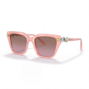 Swarovski Sk6041 Milky Pink Square Sunglasses for Women, Gradient Brown Gradient Pink lens