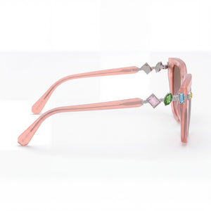 Swarovski Sk6041 Square Sunglasses Women — side view, Non-Polarized Gradient Brown Gradient Pink lens