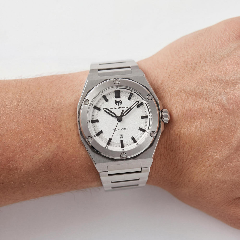 TechnoMarine CORAL Legacy TM-416060 Unisex Watch — side view, Stainless Steel case 45mm