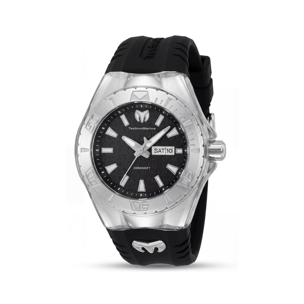 Reloj Technomarine Cruise TM-122015 Unisex de Cuarzo con Caja de Acero Inoxidable Plateada de 36 mm, Esfera Negra y Correa de Silicona, Photo 1