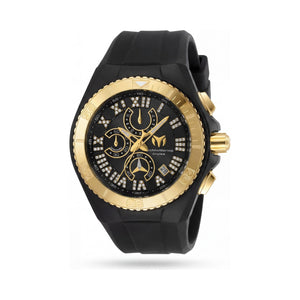 TechnoMarine Japanese Black Dial Stainless Steel Men's Watch, 46mm