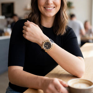 TechnoMarine TM-416056 Women's Watch — dial detail, Black Analog display