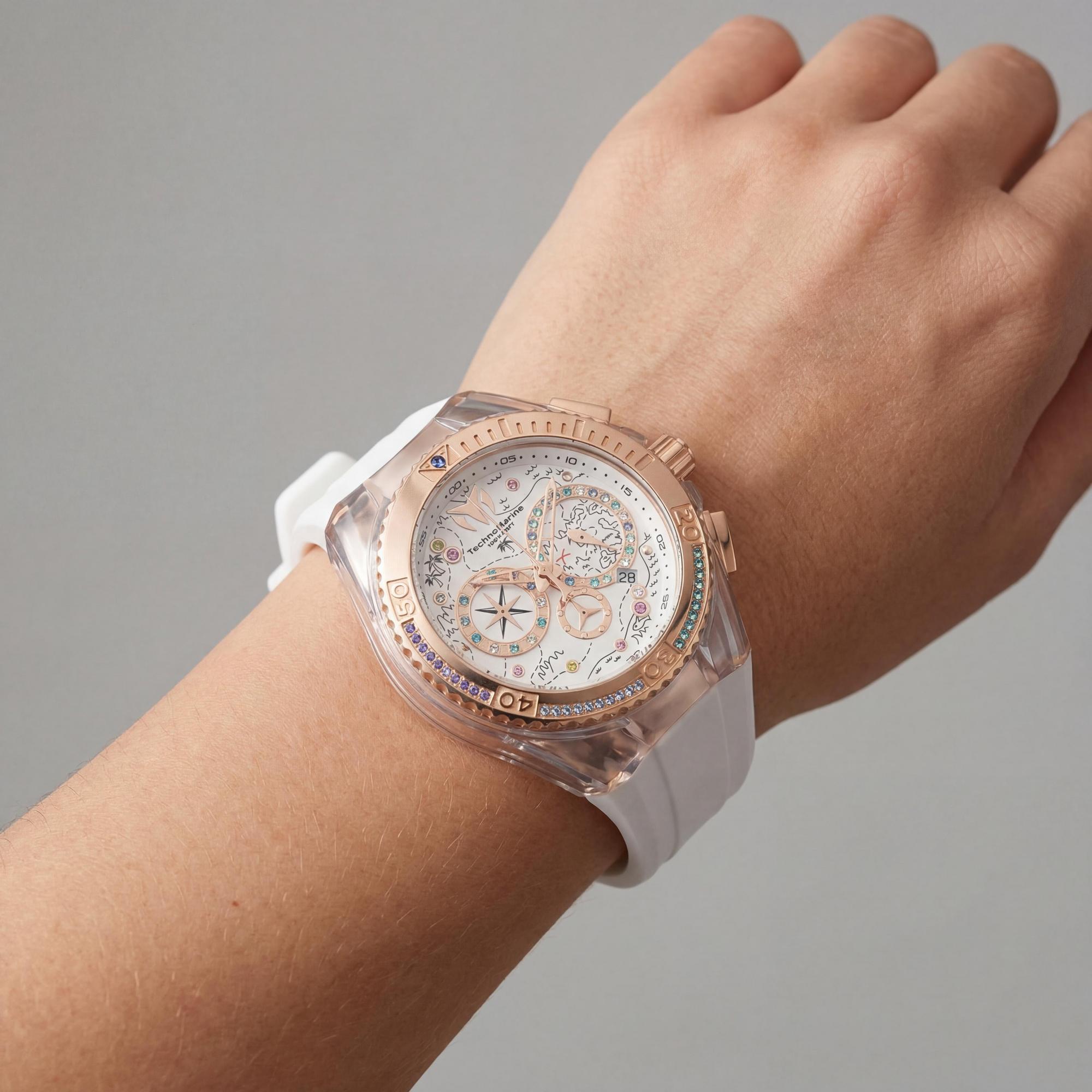 Reloj TechnoMarine para mujer, esfera blanca, acero inoxidable de 40 mm, Photo 3