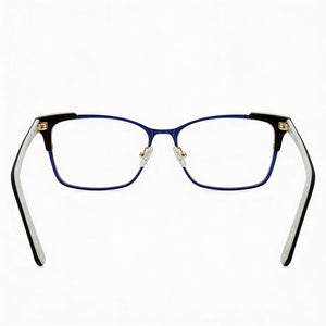 Ted Baker B245 Rectangle Eyeglasses Women — side view, Blue Metal temples