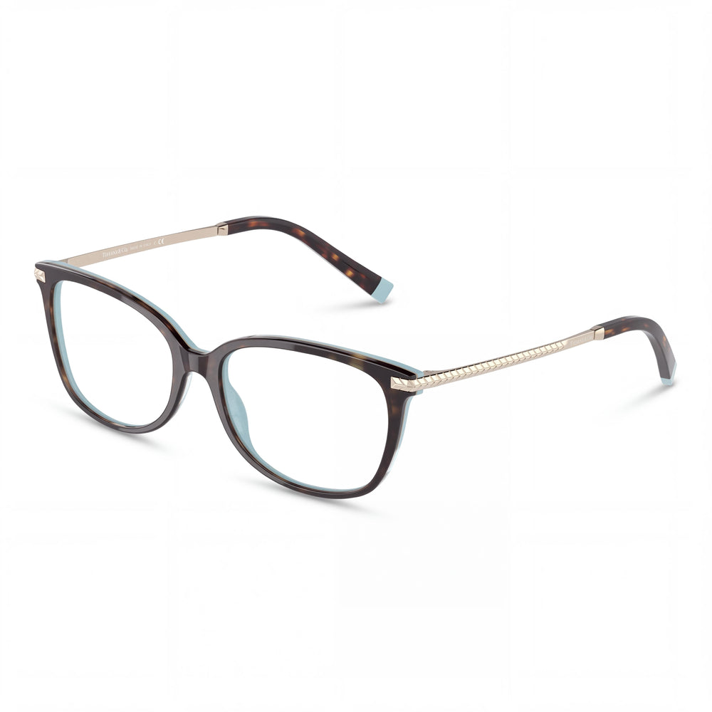 Tiffany & Co. Tf 2221f Havana on Tiffany Blue Rectangle Eyeglasses for Men, Plastic frame