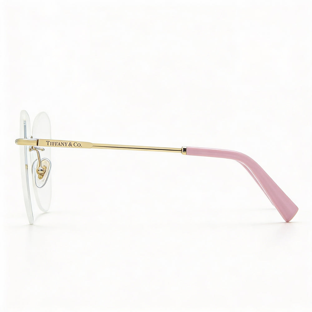 Tiffany TF 1150 Square Eyeglasses Women — side view, Gold Metal temples