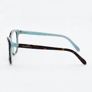 Tiffany TF 2097 Rectangle Eyeglasses Women — side view, Havana Plastic temples