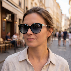 Tiffany TF 4175-B80554U Cat Eye Sunglasses Women — side view, Black Polycarbonate lens