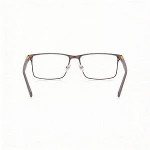 Timberland Rectangle Eyeglasses Men — side view, Silver Metal temples