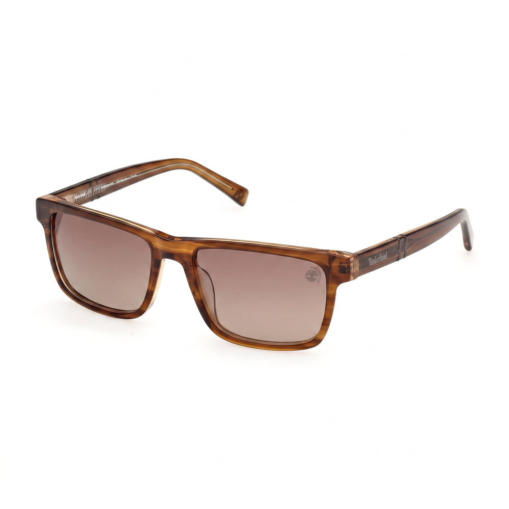 Timberland Tb00020 Dark Brown Rectangle Sunglasses for Men, Brown lens