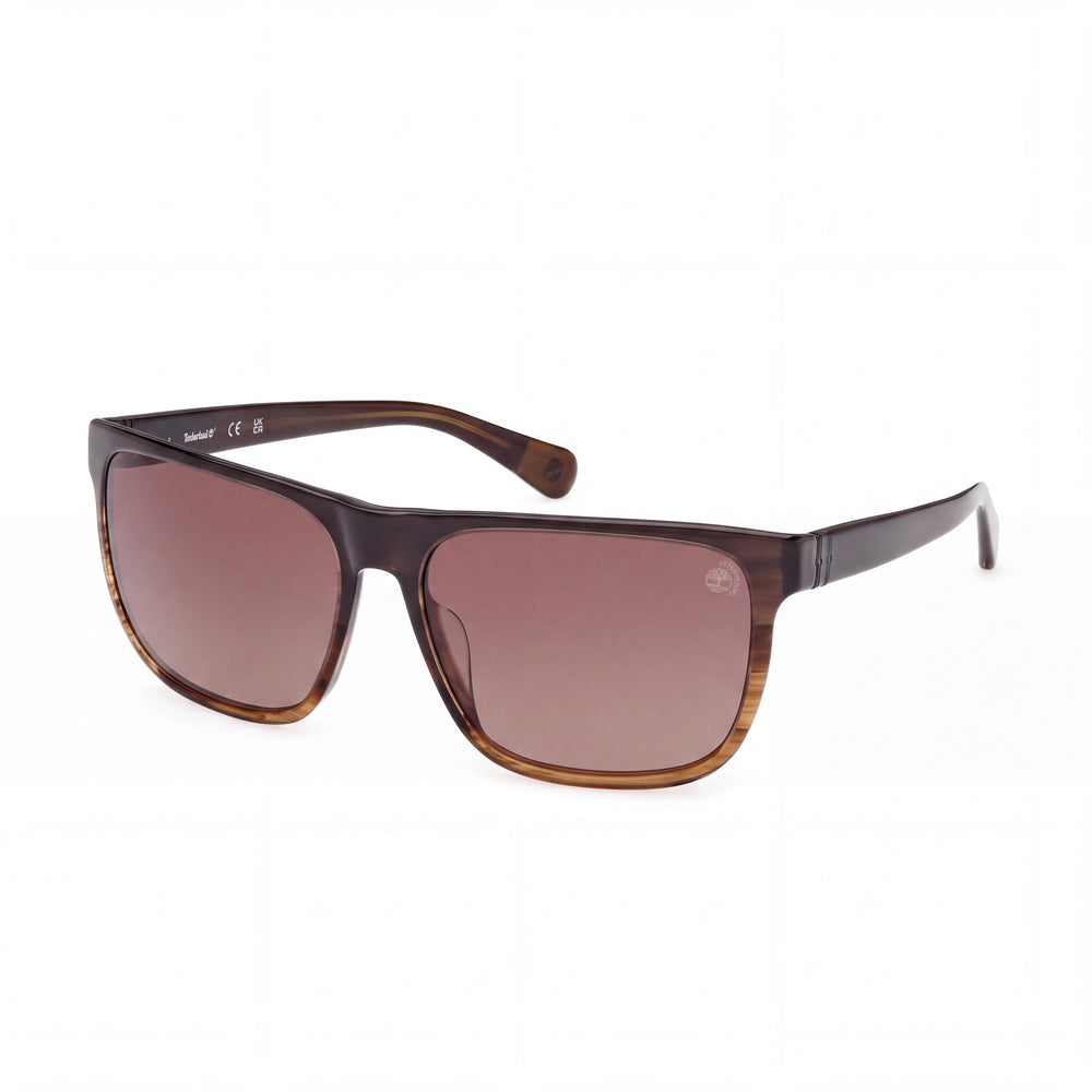 Timberland Tb00054-h Light Brown Gradient Rectangle Sunglasses for Unisex, Brown lens