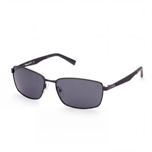 Timberland TB9233 Matte Black Rectangle Sunglasses for Men, Smoke lens
