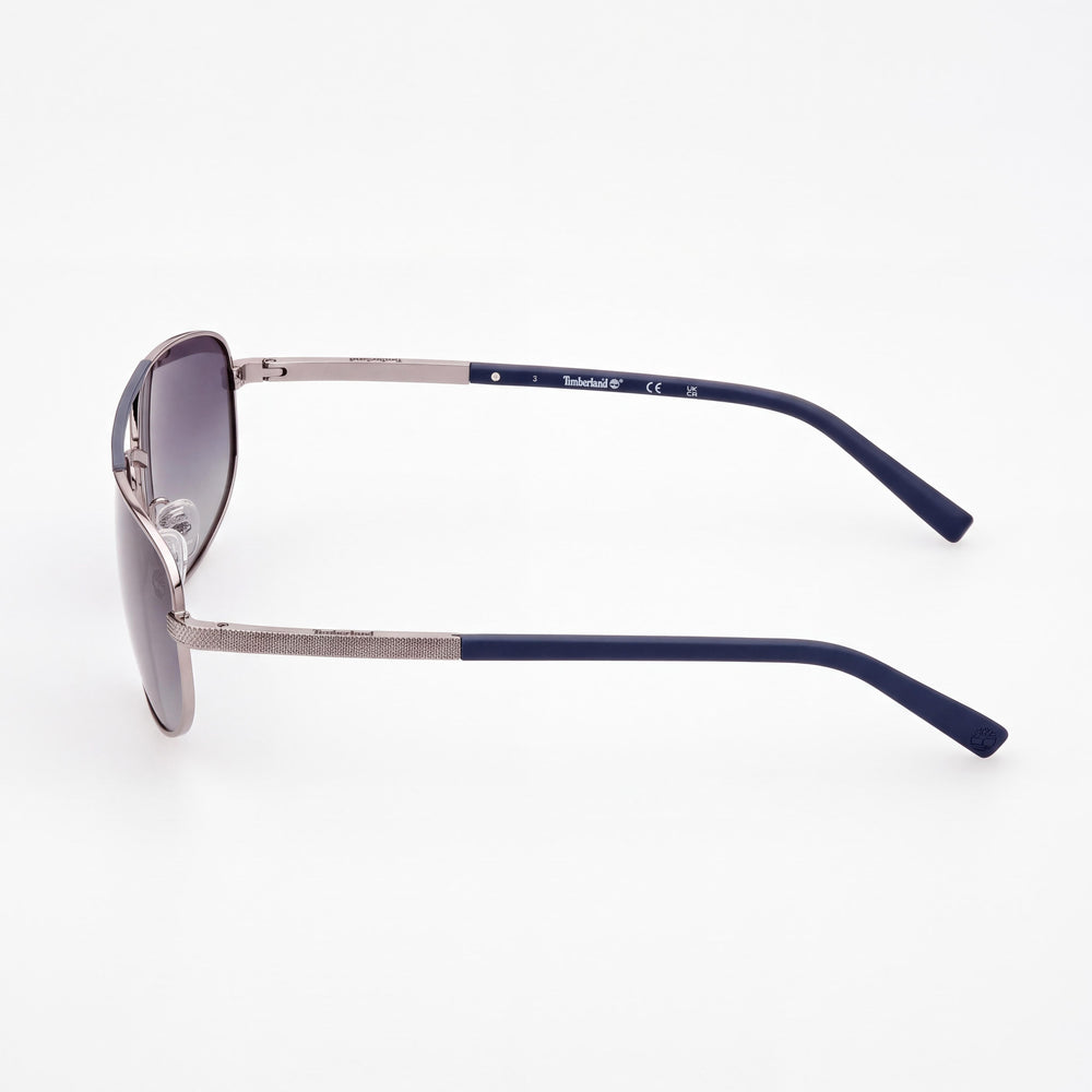 Timberland TB9285 Aviator Sunglasses Men — side view, Polarized Smoke lens