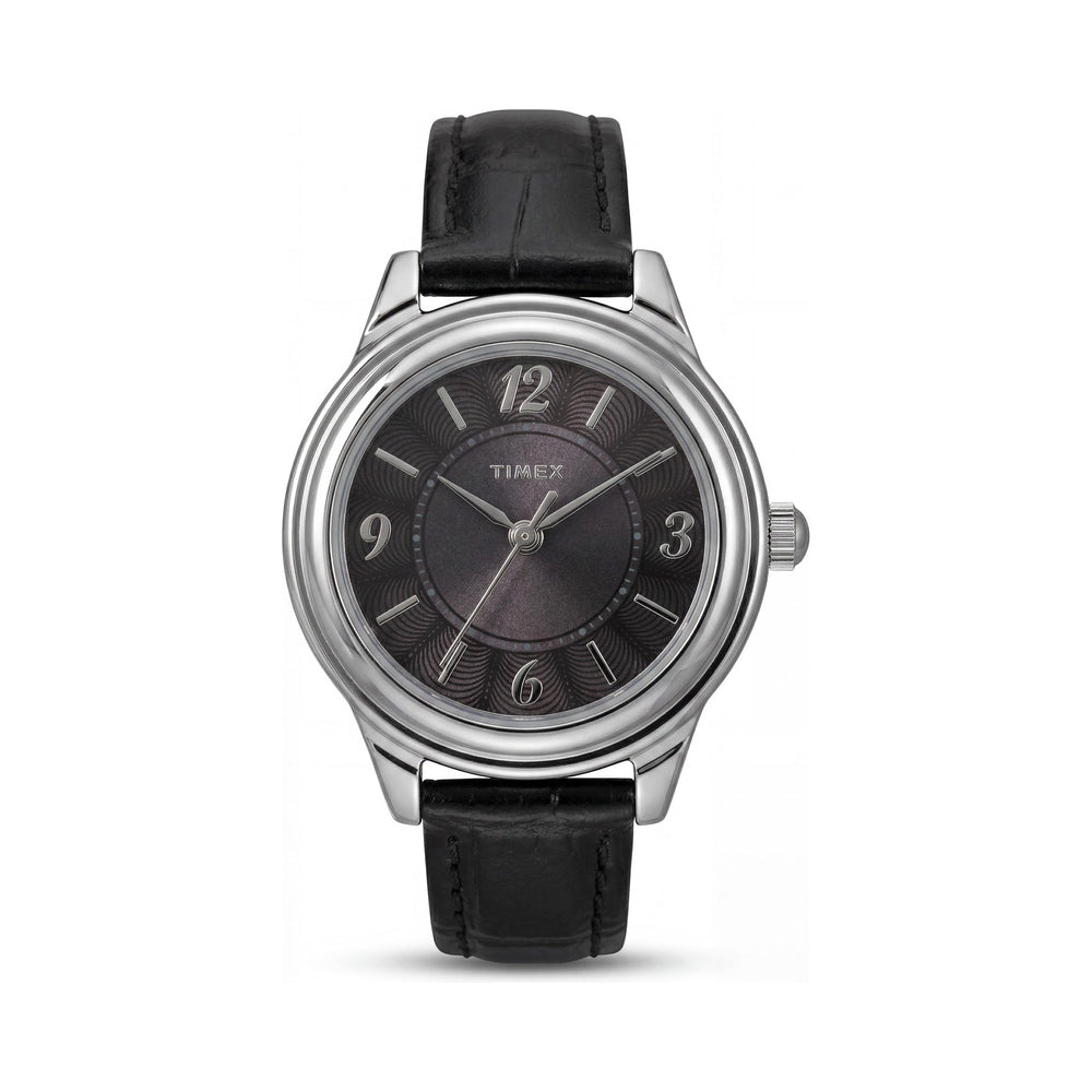 Timex Classic Black, Silver-Tone Dial Brass Women Watch, 26mm