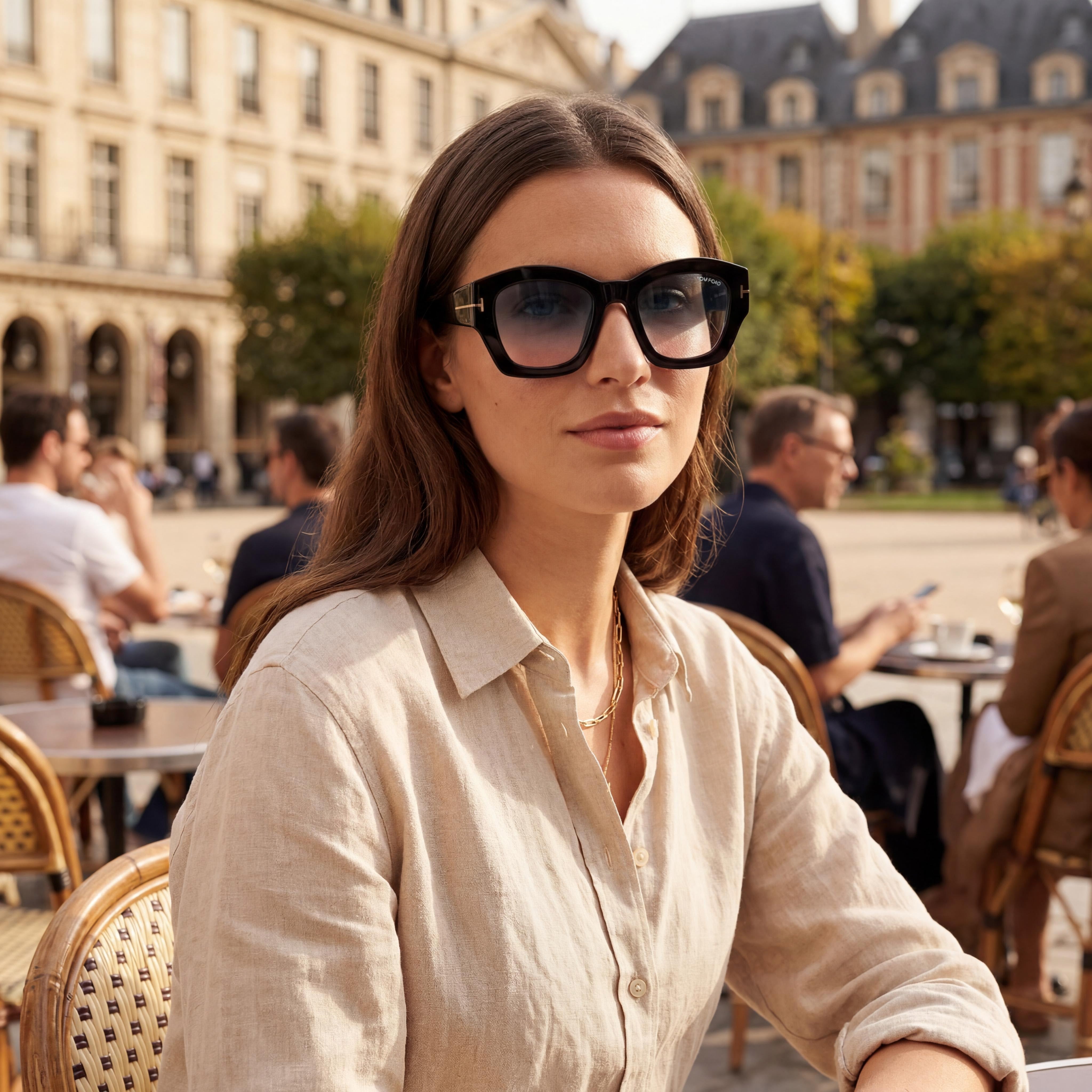 Gafas de sol ovaladas degradadas Tom Ford negras para mujer, 52 mm, Photo 3