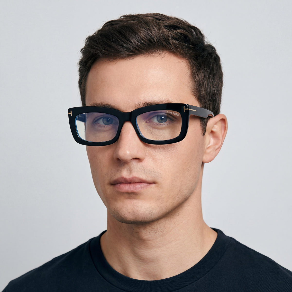 Tom Ford Shiny Black Rectangle Eyeglasses Unisex, 55mm, Photo 4