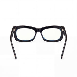 Tom Ford Rectangle Eyeglasses Unisex — side view, Black Plastic temples