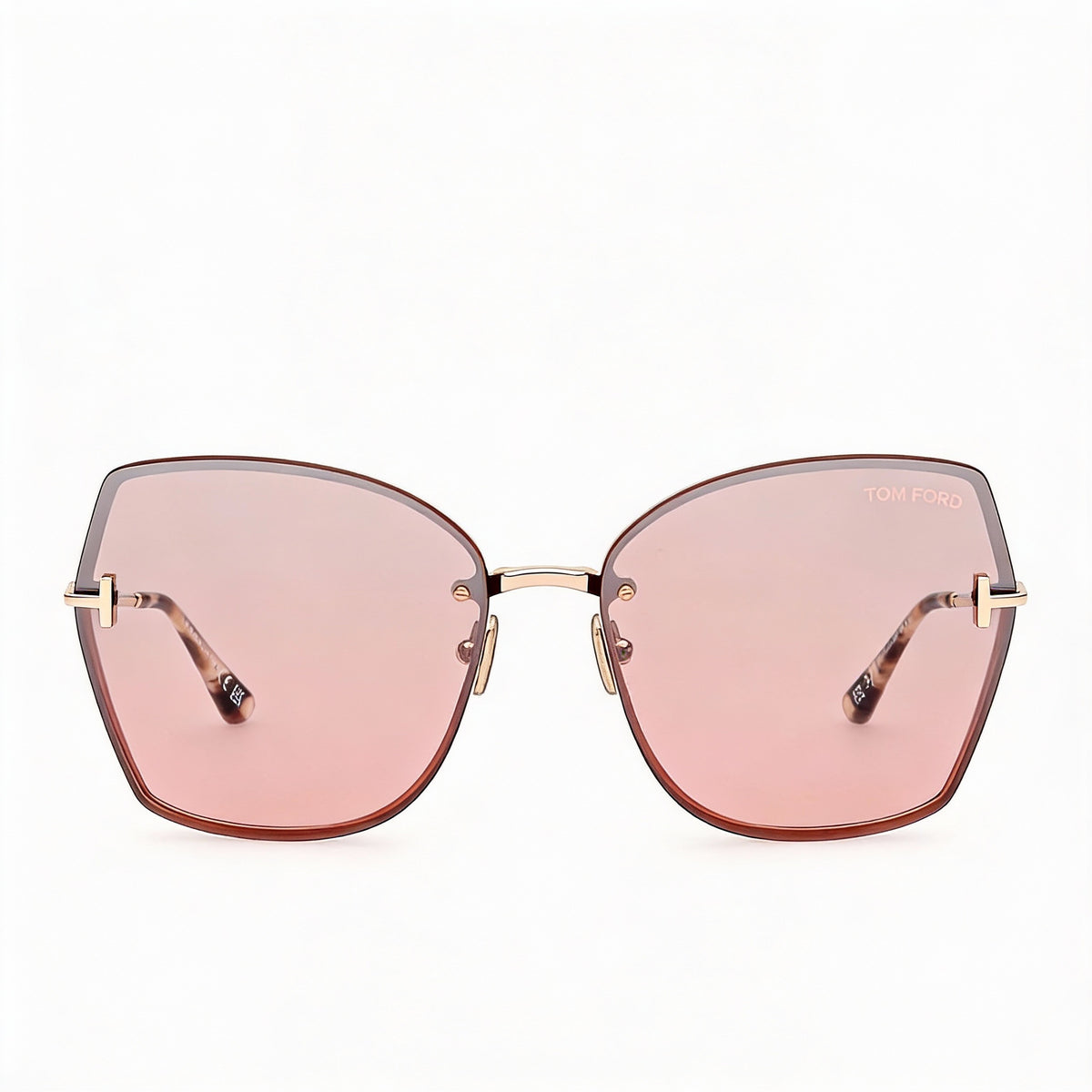 Gafas de sol cuadradas Tom Ford Classic Shiny Rose Gold, Burgundy para mujer, Photo 2