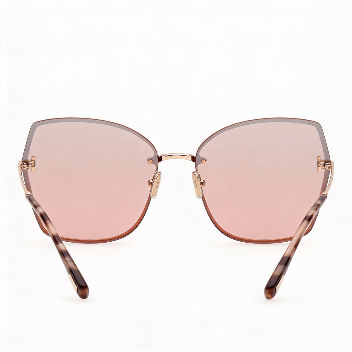 Gafas de sol cuadradas Tom Ford Classic Shiny Rose Gold, Burgundy para mujer, Photo 3