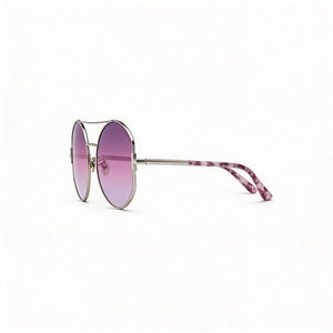 Tom Ford Contemporary Round Sunglasses Women — side view, Non-Polarized Gradient Purple lens