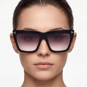 Tom Ford Eden Black Sunglasses Women — lifestyle wear, city streets and open-air cafes