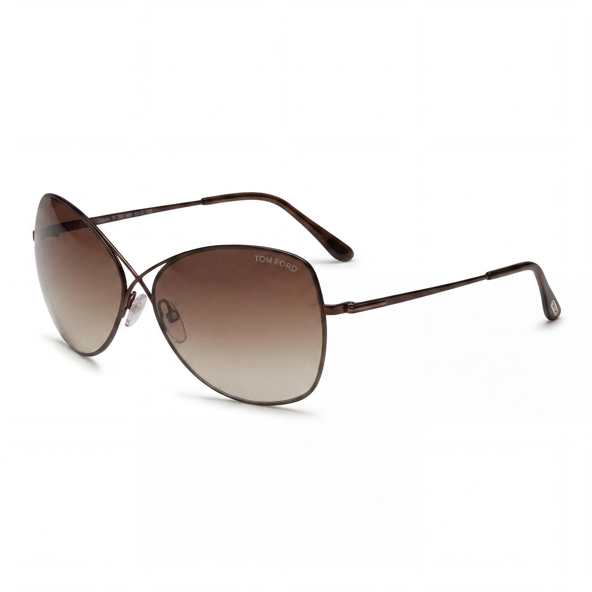 Gafas de sol unisex Tom Ford FT0250 con montura de mariposa en marrón oscuro brillante, 63 mm, Photo 1
