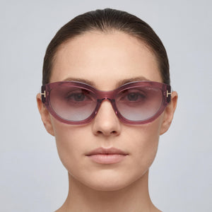 Tom Ford FT1086 Cat Eye Sunglasses Women — side view, Non-Polarized Pink Gradient lens