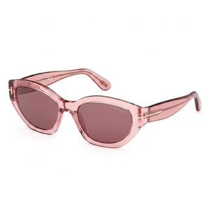 Tom Ford FT1086 Pink Oval Sunglasses for Women, Brown lens