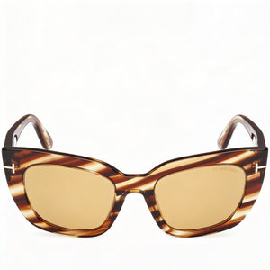 Tom Ford FT1190 Rectangle Sunglasses Unisex — front view, Havana frame