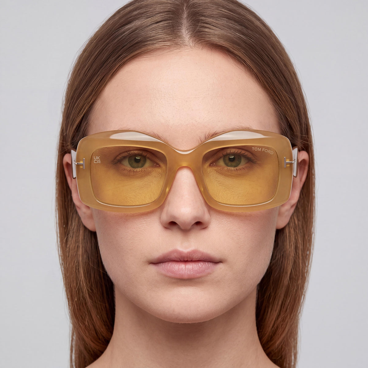 Tom Ford FT1218_5339E Yellow Rectangle Sunglasses for Women, 21mm, Photo 4