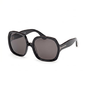 Tom Ford FT1221 Black Rectangle Sunglasses Unisex, Smoke lens