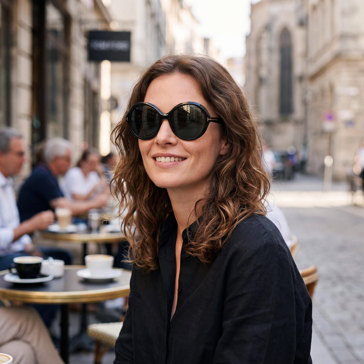 Tom Ford Ft1282 Shiny Black Round Sunglasses for Women, 60mm, Photo 5