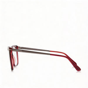 Tom Ford Ft5353 Rectangle Eyeglasses Women — side view, Red Plastic temples