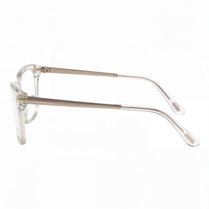 Tom Ford FT5353 Rectangle Eyeglasses Unisex — side view, Transparent Plastic temples