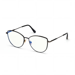 Tom Ford Ft5667-b Black Cat Eye Eyeglasses for Women, metal blue filter frame