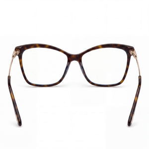 Tom Ford Ft5687-b Cat Eye Eyeglasses Women — side view, Havana Blue Filter Plastic temples
